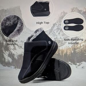 Fitville Slipper Boots Diabetic Wide Toe Box 10EW 10.5EW Black